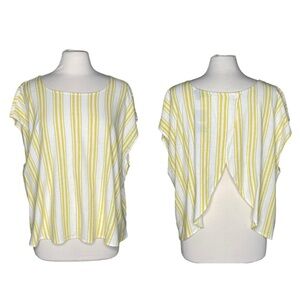 Torrid 0 Linen Cross Back Cropped Tank in ember stripe